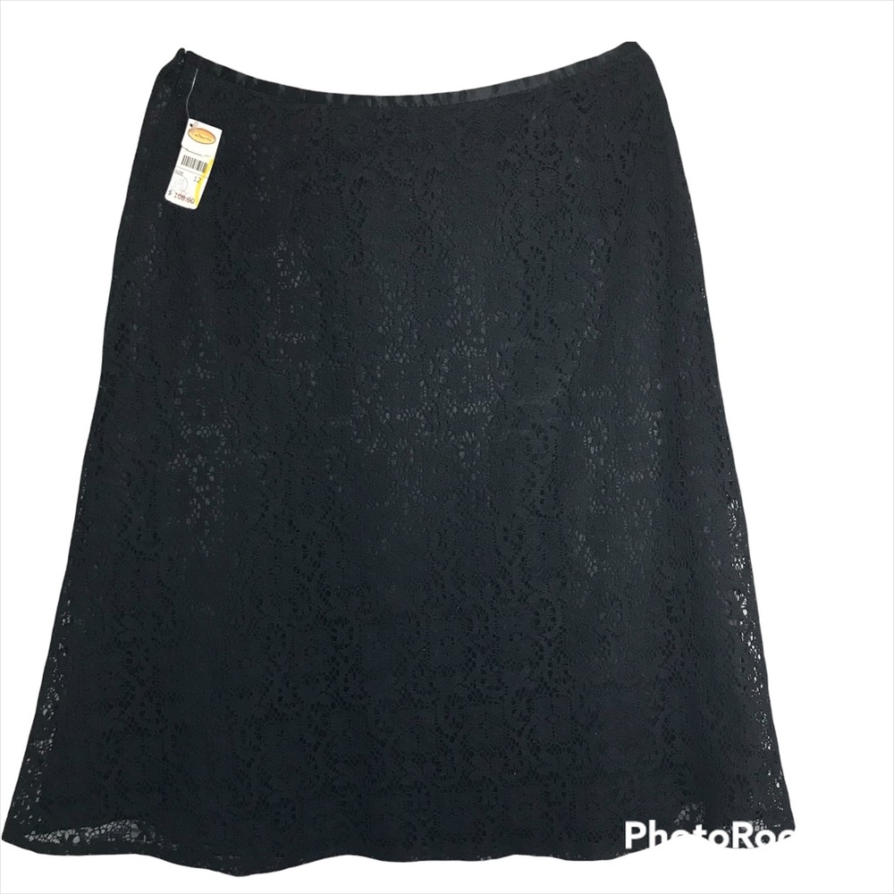 NWT Talbots Black Lace Full Skirt Size 12